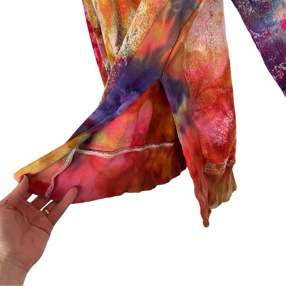 Handmade Tie Dye Sweatshirt Pullover Tunic Medium Oversized Sherpa Reversible - Picture 10 of 14
